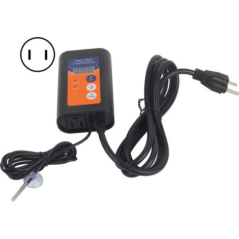 Thermostat numérique LED 1000W pour tapis chauffant germination, interrupteur Fahrenheit/Celsius réglable, contrôleur température digital, prise US 110V (1/5)