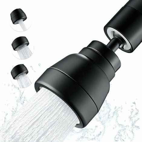 Küchenarmatur-Brausekopf mit 3 Modi – 360°-Sprühkopf für Küchenspülen, schwenkbarer Strahlregler, Wassersparfunktion für Armaturen, universeller Schwenkadapter für Armaturen, FM22/M24 (Schwarz) (1/4)