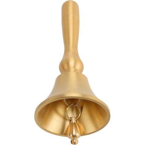 Cloche de table en laiton portable 13x6,5cm, facile à nettoyer, sonnette à main pour service traiteur et cuisine. (1/5)