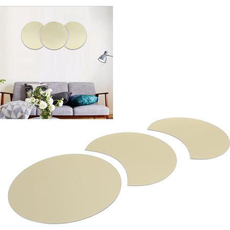Sticker mural miroir rond à faire soi-même pour décorer le salon, le mur TV ou la chambre (doré) (1/5)
