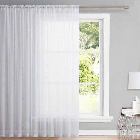 Rideau Voilage Blanc - 1 pièce, Rideau Voilage Transparent 140x260cm - Pour Chambre/Salon (1/5)