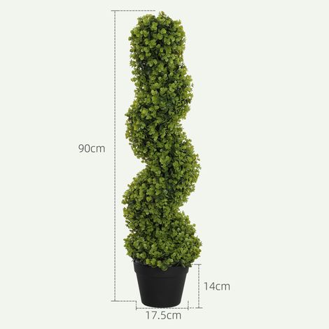 Eucalyptus artificiel spiralé avec pot inclus, pour une utilisation intérieure et extérieure, hauteur 90 cm, vert (1/5)