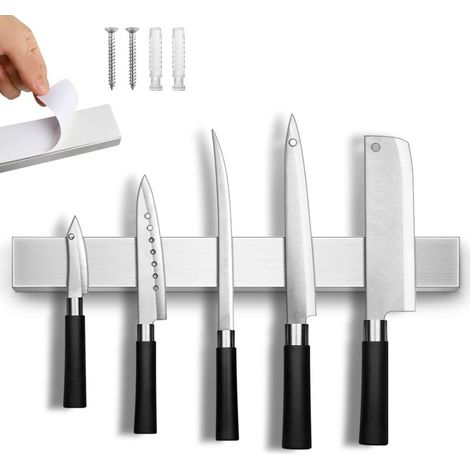 Porte-outils magnétique en acier inoxydable 304, porte-outils magnétique moderne, barre magnétique pour couteaux de cuisine 30 cm (1/5)