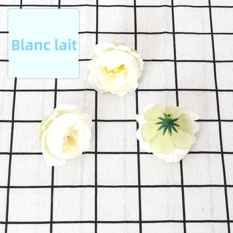 Pivoines artificielles en soie, blanc crème, lot de 10.-AquaForge (1/3)