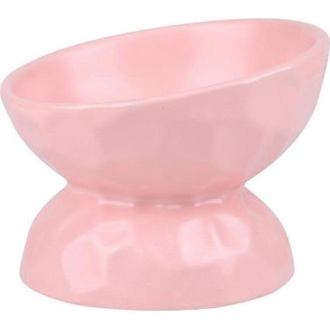 Gamelle en céramique pour animaux de compagnie, avec rebord surélevé pour protéger le repas - 1 rose