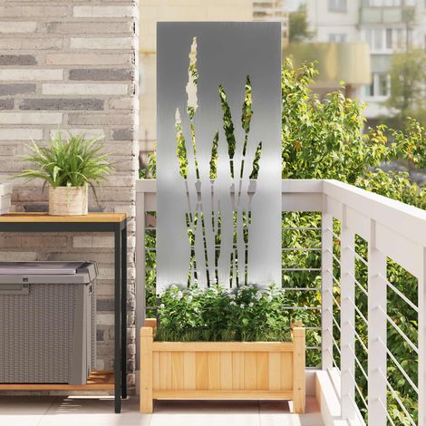 Teenpull – Garten Sichtschutz-Leinwand Floral Silber 50 x 140 cm Edelstahl (1/5)