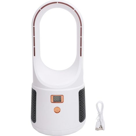 Ventilador de escritorio USB sin aspas, 6 velocidades silenciosas, indicador LED de encendido, diseño portátil en color blanco: ideal para el hogar, el dormitorio y la oficina.