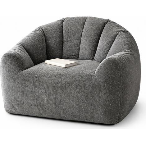 Sillón Puff Ergonómico, Asiento Redondo Amplio para Salón y Dormitorio, Franela Gris (1/5)