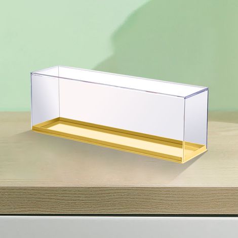 Vitrine à jouets en plastique transparent, empilable, montage facile, jaune, idéale pour les garçons et les filles. (1/5)