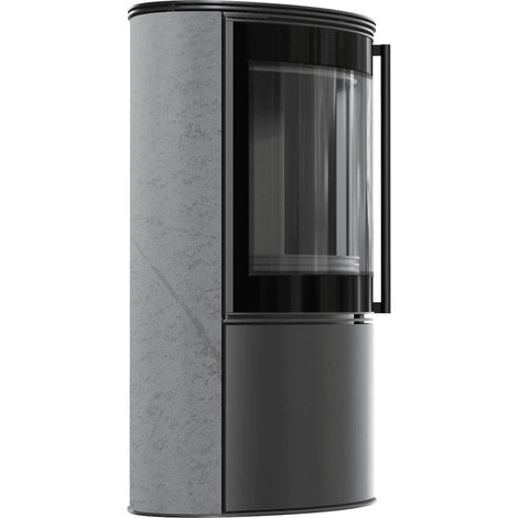 BJORN 150 7 kW freistehender Stahlofen, dekorative GREY SATIN-Speicherkeramik, Stahlabdeckung schwarzes Thermotec (1/5)