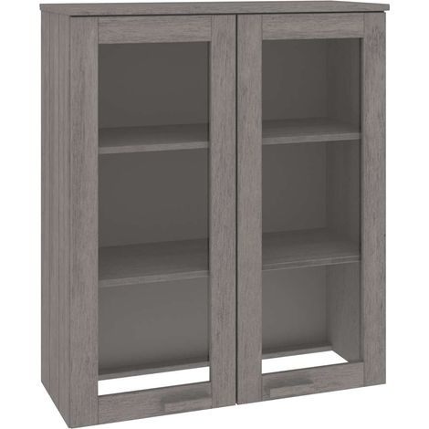 Dessus de Buffet Meuble de rangement HAMAR Gris clair 85x35x100 cm Bois de pin (1/5)