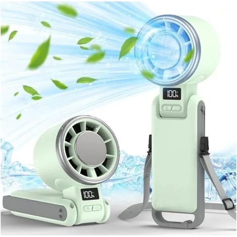 Ventilateur turbine portable, cinq vitesses de ventilation, mini ventilateur rechargeable, ventilateur de bureau/cou pliable, avec (1/5)