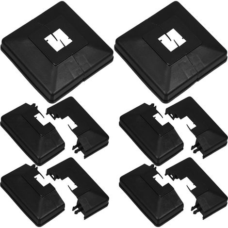 6pcs Cache Pied Poteau en Plastique Noir Jupe Fendue Modulaire pour Balcon et Escalier, Couverture de Plaque de Base Imperméable et Polyvalente (1/5)