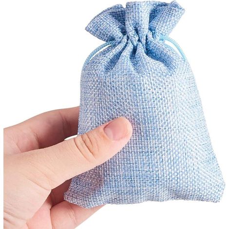 Lot de 20 - Pochettes Sachets En Lin Chanvre - Sac Toile De Jute Avec Cordon De Serrage - Pochette Lin Réutilisable Pour Mariages Bijou - 7 x 9 cm (1/5)