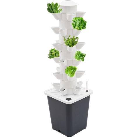 Système de Culture Hydroponique, 30 Fentes de Plantation, Tour Hydroponique 6 Niveaux, avec Pompe à eau, pour Herbes, Fruits, Légumes sur Les Balcons Yards Jardins (Réservoir Gris) (1/5)