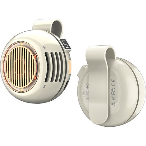 Ventilateur de cou sans pales, 6 pouces portable silencieux, clip avec rotation 360° forte adhérence, mini refroidisseur mains libres pour bureau blanc. (1/5)