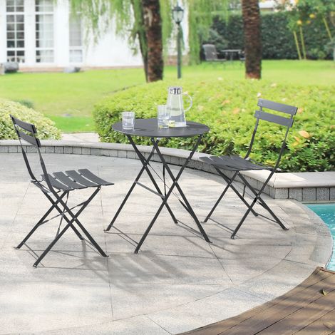 Set de bistrot de jardin Caprile gris foncé [en.casa] (1/5)