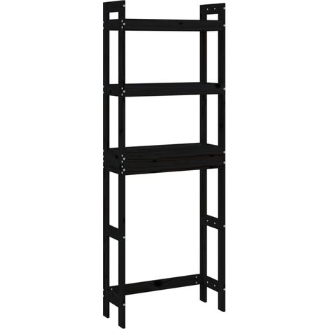 vidaXL Rastrelliera da Bagno Nera 63x26x171 cm Legno Massello Pino (1/5)