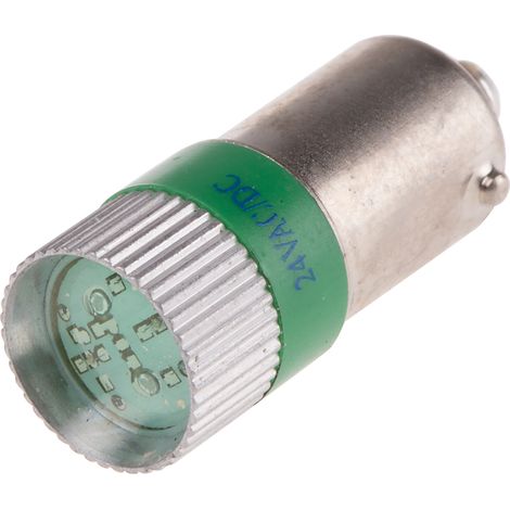 Voyant à LED Vert, culot BA9S, 24V c.a. / V c.c. ( Prix pour 1 )