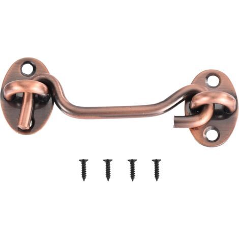 Verrou de porte de grange à crochet et œillet de 100 mm en acier inoxydable pour fenêtre, cabine, porte coulissante,Bronze rouge