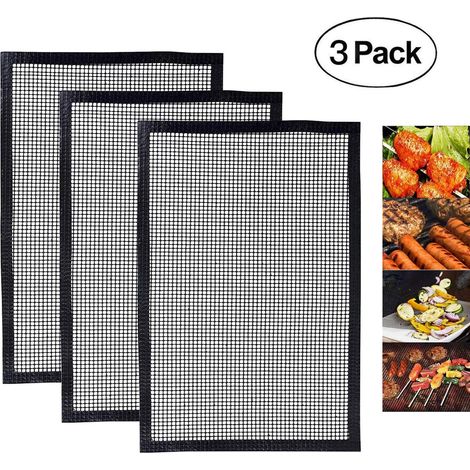 MINKUROW Teflon-Grillmatte, Ofengebackene Antihaft-Backmatte, Grill- und Backunterlage – FDA-, LFGB- und SGS-zugelassen – Ideal für Brötchen, 3 Stück (40 x 33 cm) (1/5)