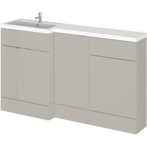 Alrewas Contemporary 2 Door Left-Hand Floor Standing Combination Unit with Basin, Pebble Grey, 1500mm