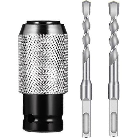(D) Adaptateur pour marteau perforateur avec jeu de forets à percussion, convertisseur marteau électrique/perceuse pour perçage de précision (1/5)