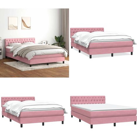 Boxspringbett mit Matratze Rosa 140x220 cm Samt - Matratze - Samt (1/5)