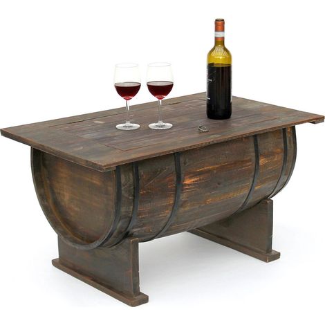 Couchtisch Weinfass 5084 Tisch aus Holz Weinregal 80 cm Beistelltisch Bar Weinbar (1/5)