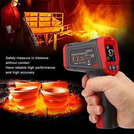 Thermomètre infrarouge sans contact, pistolet thermique portable numérique pour usage industriel, mesure de température électronique (1/5)
