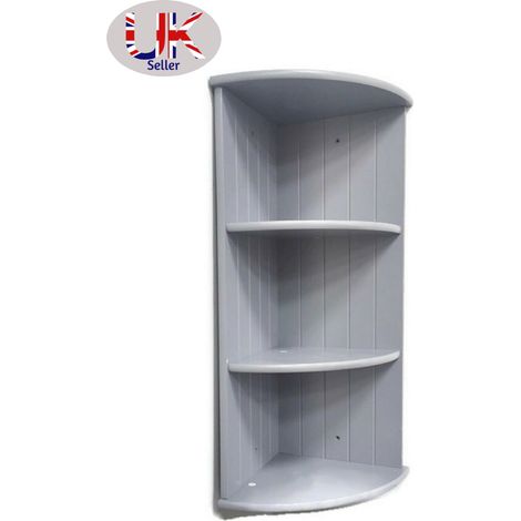 3 Tier Wall Corner Shelf Storage - Bathroom Shelving-Grey