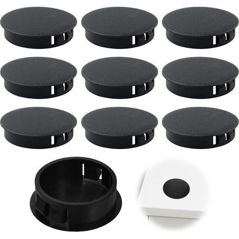 Patins pour meubles, cache trou Lot de 10 bouchons de protection en plastique cache vis noir pour trous de 30 mm pour tuyaux pour perçage de meubles (noir) (1/5)