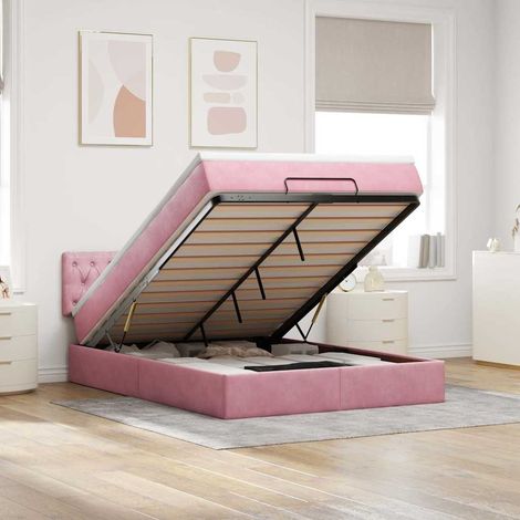 Ottoman-Bett mit Matratze Rosa 140x200 cm Samt (1/5)