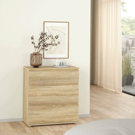Dmora Kommode mit drei Schubladen, Eichenfarbe, 76 x 83 x 40 cm (1/5)