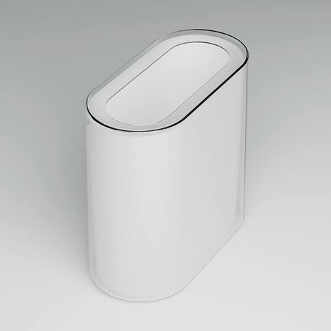 Petite poubelle fine en plastique transparent et blanc de 12 l pour espaces étroits, bureau, salle de bain, chambre, cuisine, salon, étude (1/5)