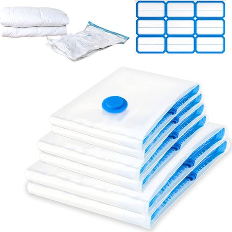 6 Pièces Sac Sous Vide Vetement Aspirateur, Sac de Rangement Sous Vide 2 XL 100x80cm+ 2 L 90x50cm+ 2 L 80x60cm pour ranger Coussin Draps Vêtements Couettes Hiver (1/5)