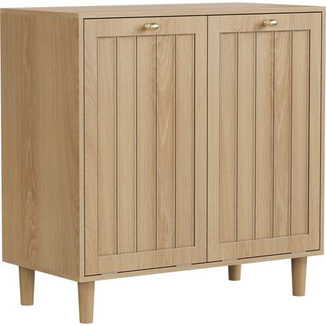 Armario para ropa sucia con cesto extraíble MDF color roble (1/5)