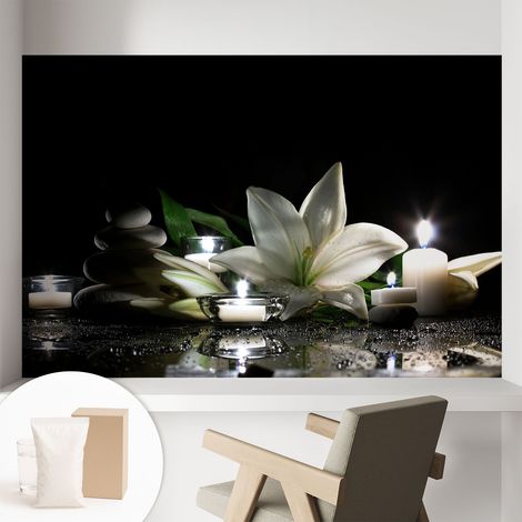 Fototapete Tapete Vliestapete mit Kleber - trendige Wanddeko - Schlafzimmer - Wohnzimmer Entspannende Szene 104x70 cm (1/5)