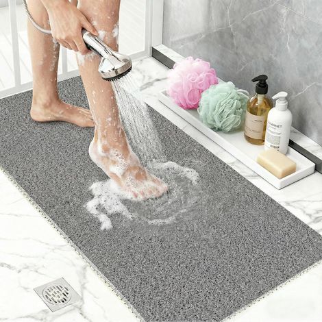 Tapis de Douche Antidérapant en PVC Loofah 40x60 cm Tapis de Bain Antidérapant avec Drain Tapis Douche Anti Moisissure Séchage Rapide Surface Texturée Douce pour Salle de Bain Gris (1/5)