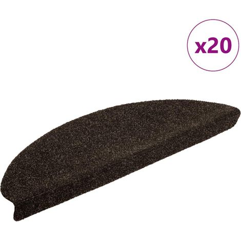 Tappetini per scale autoadesivi 20 pz 65x21x4 cm marrone scuro semicircolari grandi vidaXL