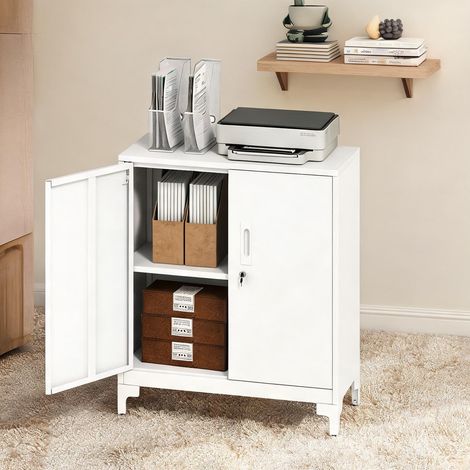 Armoire de bureau métal blanc avec portes verrouillables en métal (1/5)