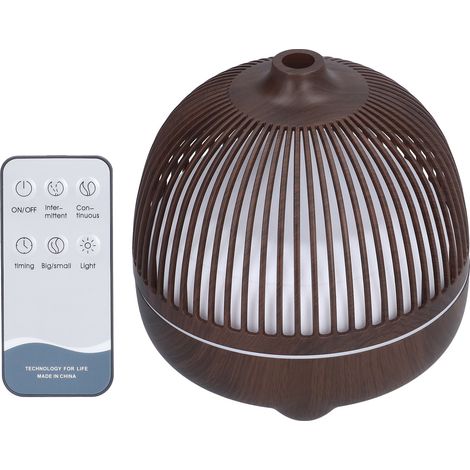 Luftbefeuchter mit Fernbedienung, Ultraschall-Aroma-Diffusor für ätherische Öle mit RGB-LED-Beleuchtung, 100–240 V, dunkle Holzmaserung, EU-Stecker (1/5)