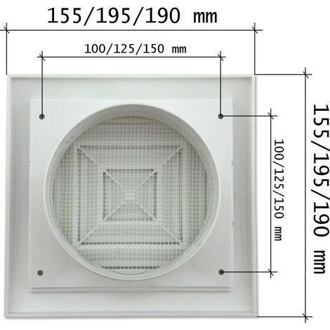 Rejilla de plástico blanca serie ERC Blanco 190x190 mm D150 Blanco 190x190 mm D150 (1/5)