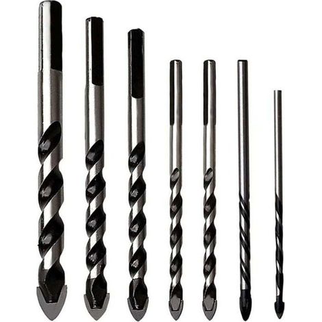 Jeu de 7 forets multi-usages en carbure de tungstène - 3/4/5/6/8/10/12 mm - pour perçage de précision (1/4)