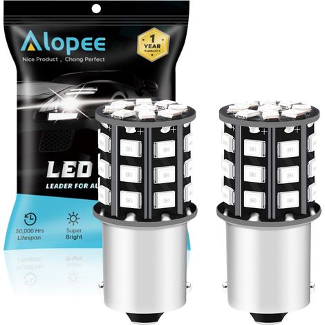 Ampoule P21W LED BA15S Rouge Ampoule Feu Stop Arrière, Lot de 2 Pièces (1/5)