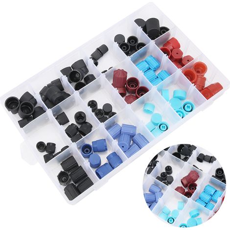 90 vannes de climatisation auto, bouchons de valve de recharge AC, accessoires de réparation système climatiseur, kit de remplacement pour voiture (1/5)