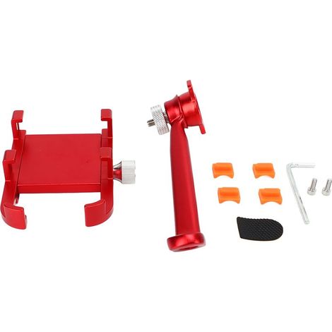 Support téléphone vélo 360° rotation antichoc largeur réglable pour smartphones 4,2-6,8 pouces rouge (1/5)