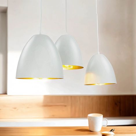 Hängeleuchte Weiß Gold Retro Design 3 flammig Esstisch