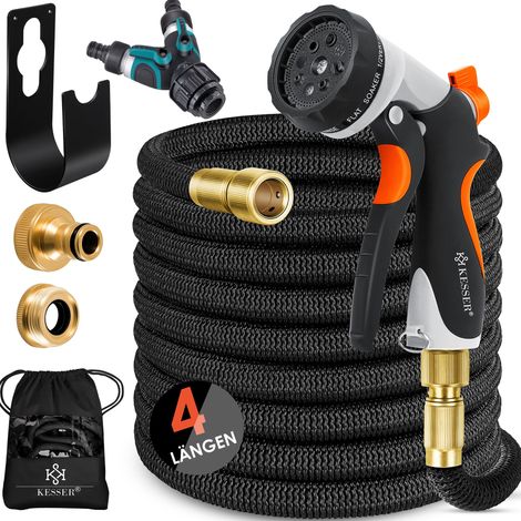 KESSER® Premium Gartenschlauch Flexibler Wasserschlauch dehnbarer Flexischlauch Schwarz / 15 Meter