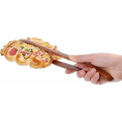 Holz-Esszange, Holz-Kochzange, Toastzange, Buffetzange, für Küche, Camping, Grill, Buffet, Restaurant, Gebäck, Salat, Dessert (Braun) (1/4)